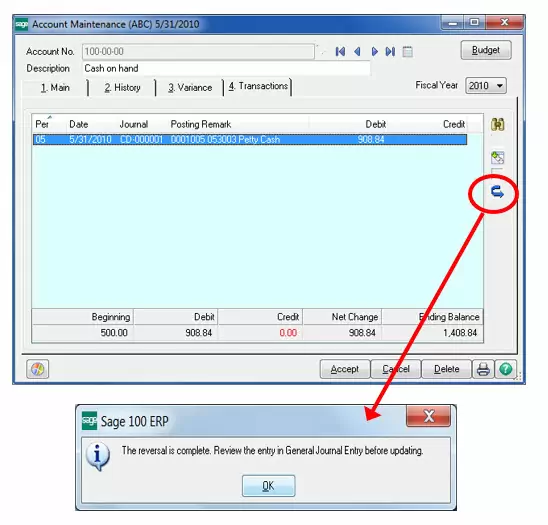 General Ledger- Reversing Journals from Account Maintenance