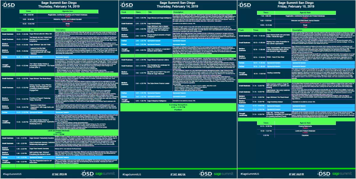 Sage Summit San Diego 2019 Detailed Agenda