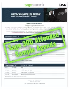 DSD Sage Summit San Diego Sage 300 Sample Attendee Agenda