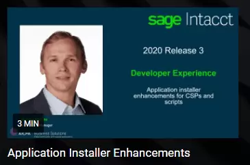 Sage Intacct 2020 R3 Developer Experience