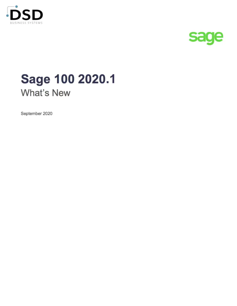 Sage 100 2020.1 What's New