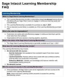 Sage Intacct Membership Learning