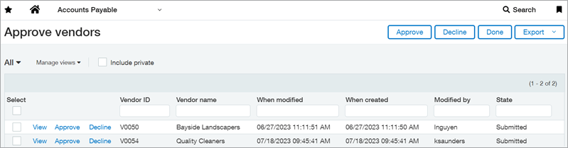 Sage Intacct vendor approval