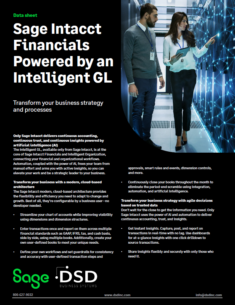 Datasheet- Sage Intacct Financials Powered by Intelligent GL Datasheet