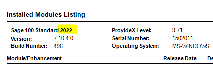 Sage 100 Payroll and 1099 Version Check