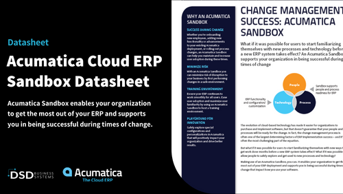 Acumatica Cloud ERP Sandbox Datasheet