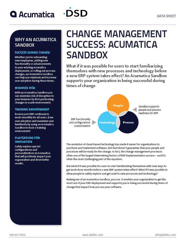 Acumatica Cloud ERP Sandbox Datasheet