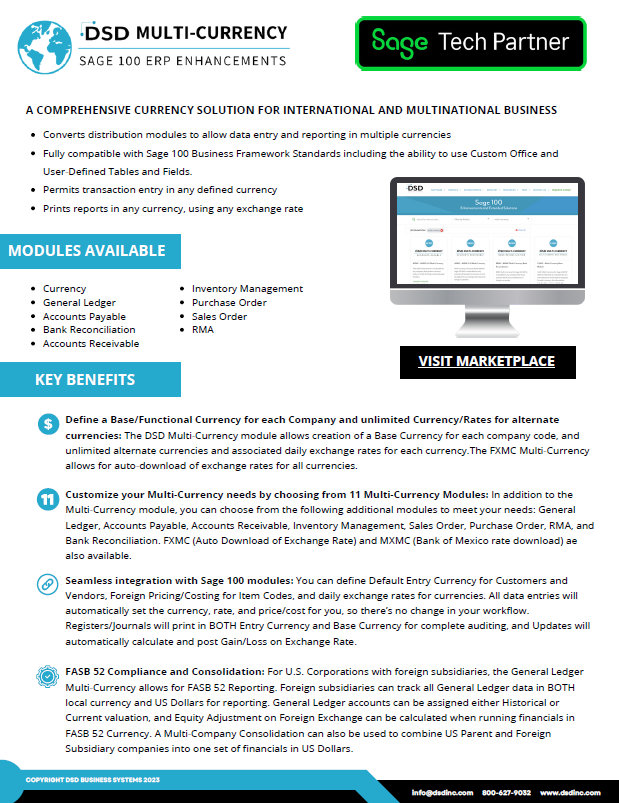 Multi-currency Sage 100 enhancement Brochure