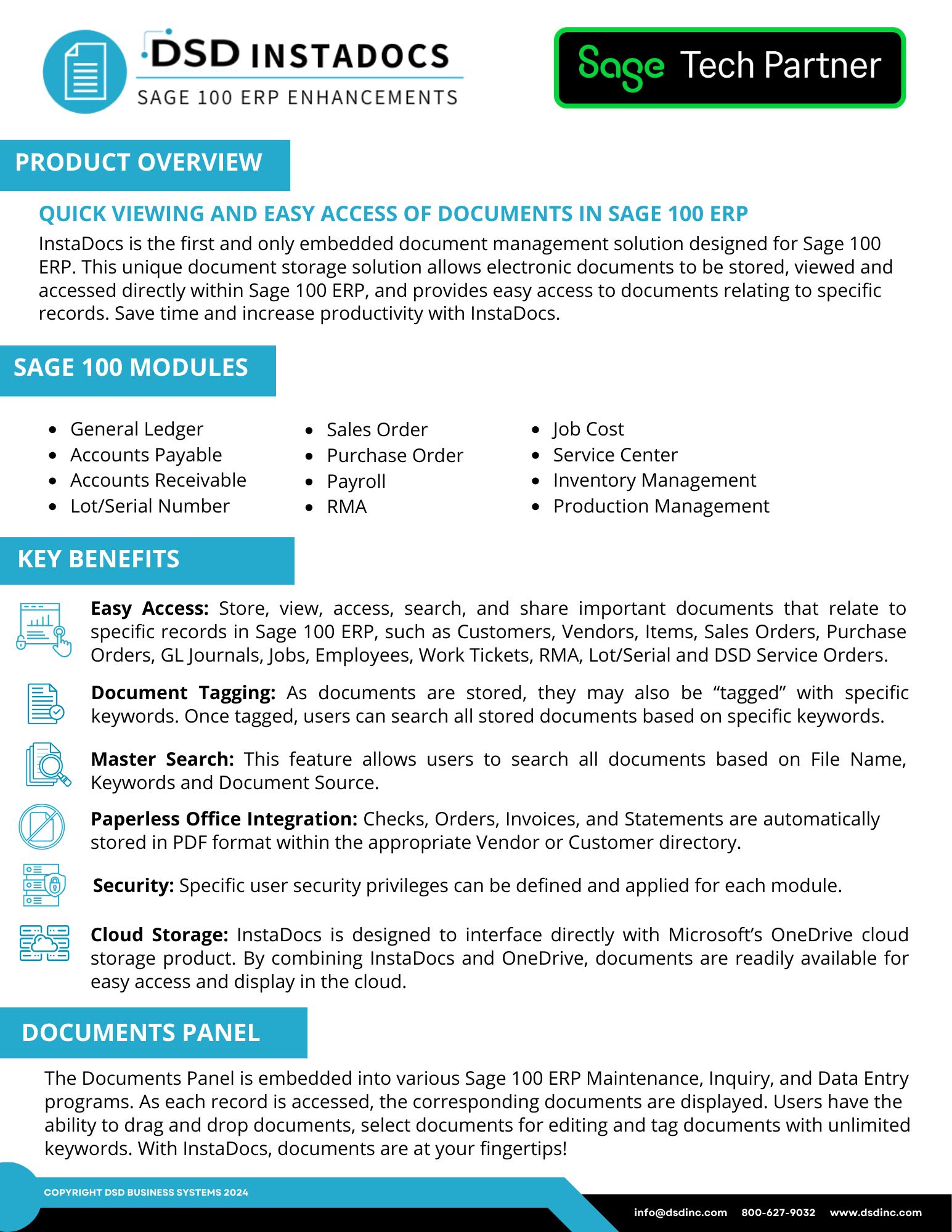 DSD InstaDocs Sage 100 ERP Enhancements Data Sheet