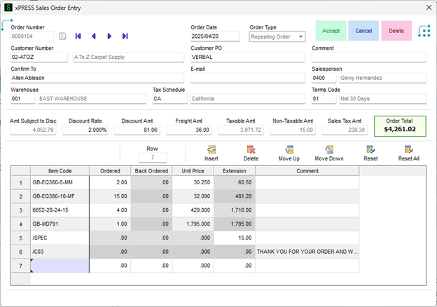 xPRESS Sales Order Entry Image 1