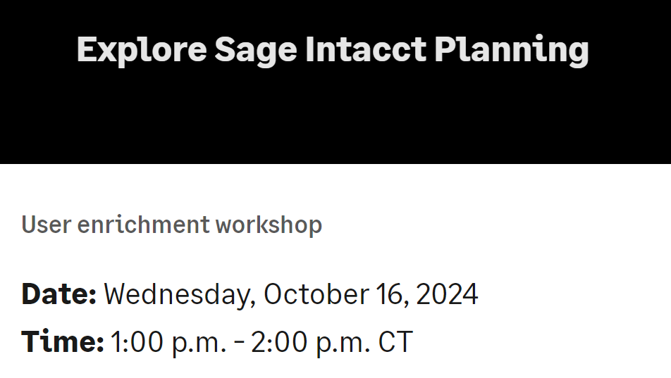 Explore Sage Intacct Planning